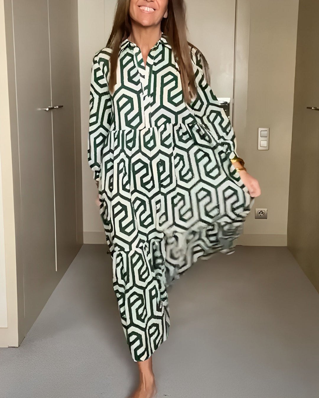 Levoire | Femme Robe Géométrique Vert