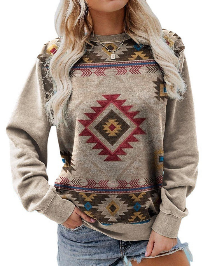 Levoire | Imprim Pull Femmes Beige et rouge