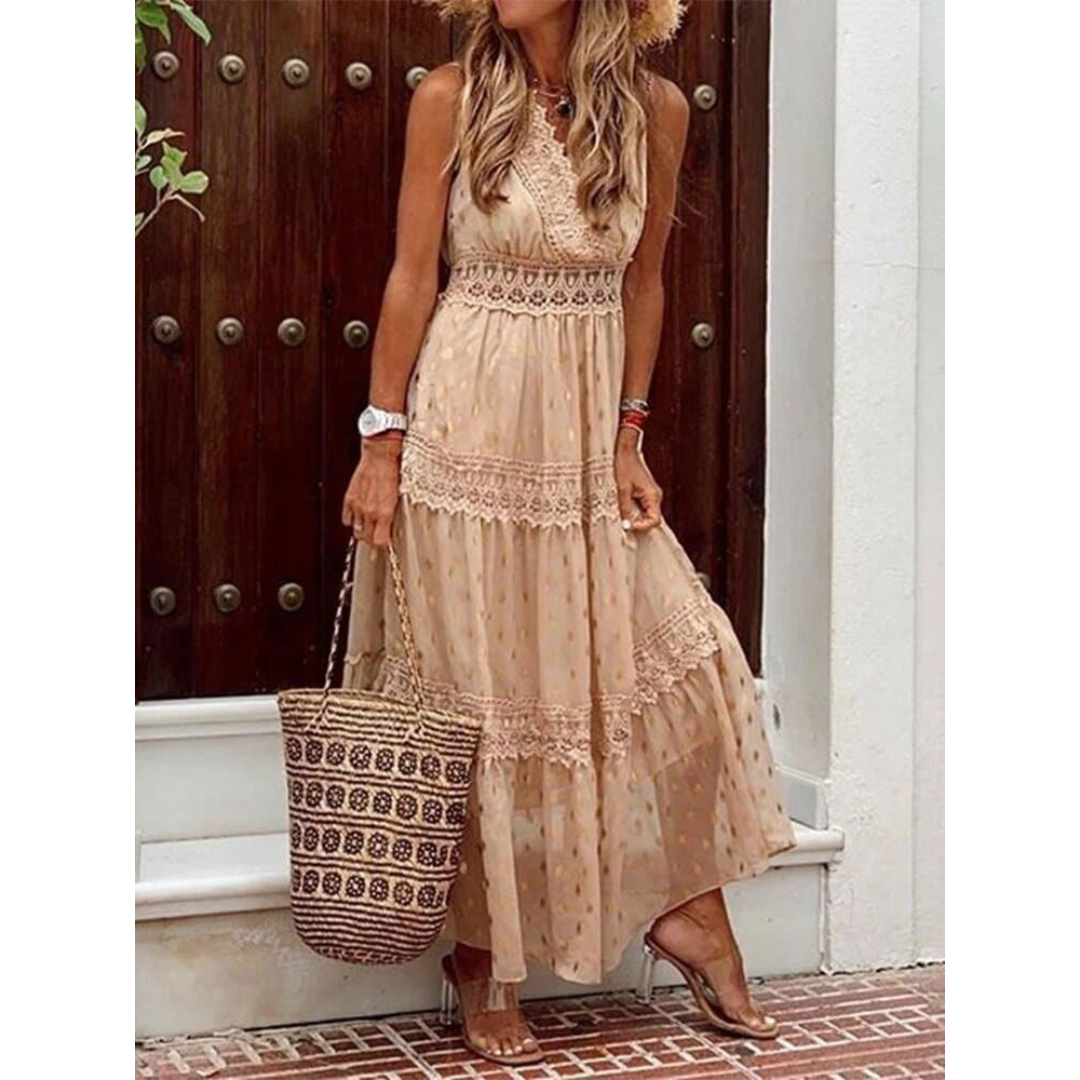 Levoire | Robe Maxi Boho d'été pour femmes Kaki