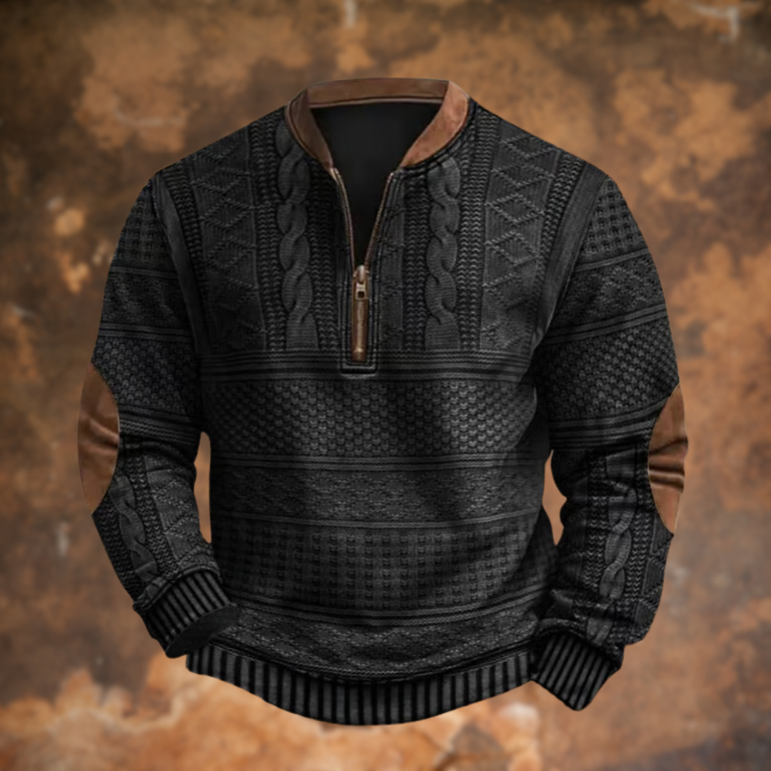 Levoire | Sweatshirt Zippé Vintage en Tricot Doux et Confortable Noir