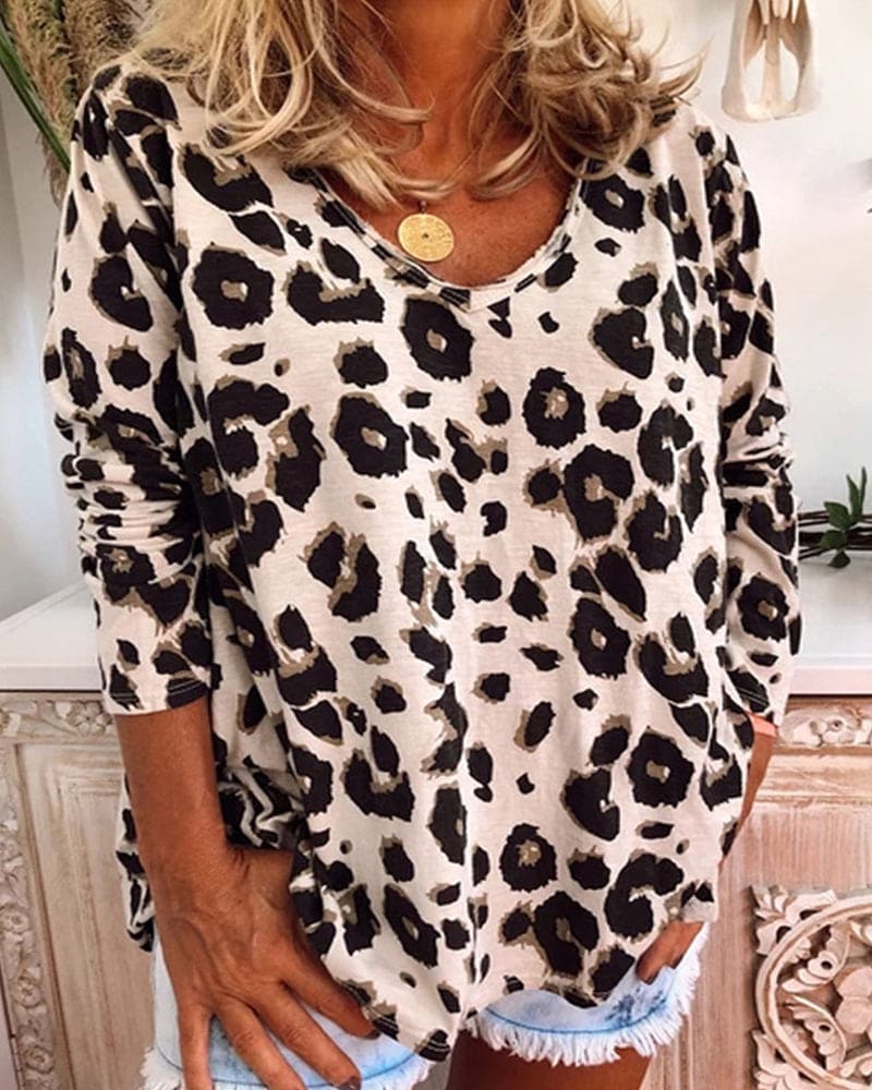 Levoire | Chemise À Manches Longues Avec Imprimé Léopard Khaki