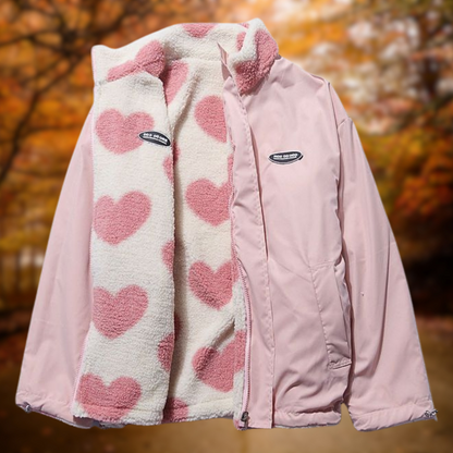 Levoire | Veste chaude double-face à cœurs Rosa