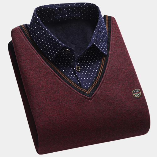 Levoire | Pull en maille motif chemise pour hommes Violet vinho