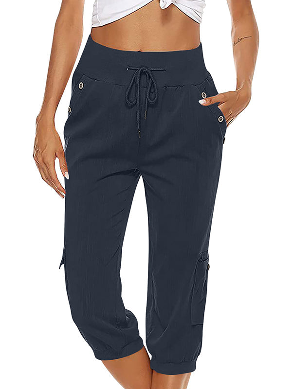 Levoire | Pantalon Confortable Pour Femmes Avec Cordon Et Poches Bleu marine
