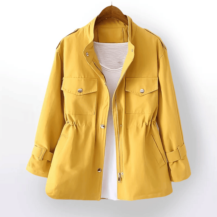 Levoire | Tren Coat Élégant Mélange De Coton & Taille Accentuée Pour Femmes Jaune