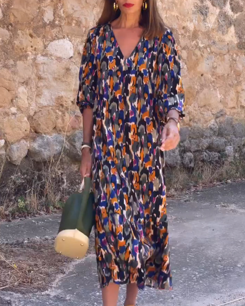 Levoire | Robe À Décolleté En V Imprimé Rétro