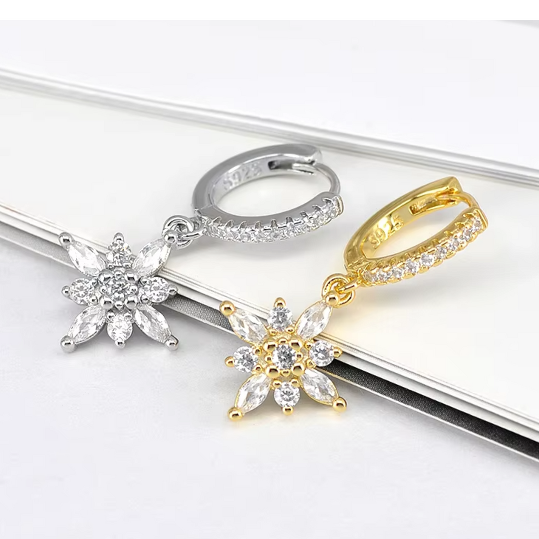 Levoire | Or Cristaux De Fleurs Boucles D'Oreilles