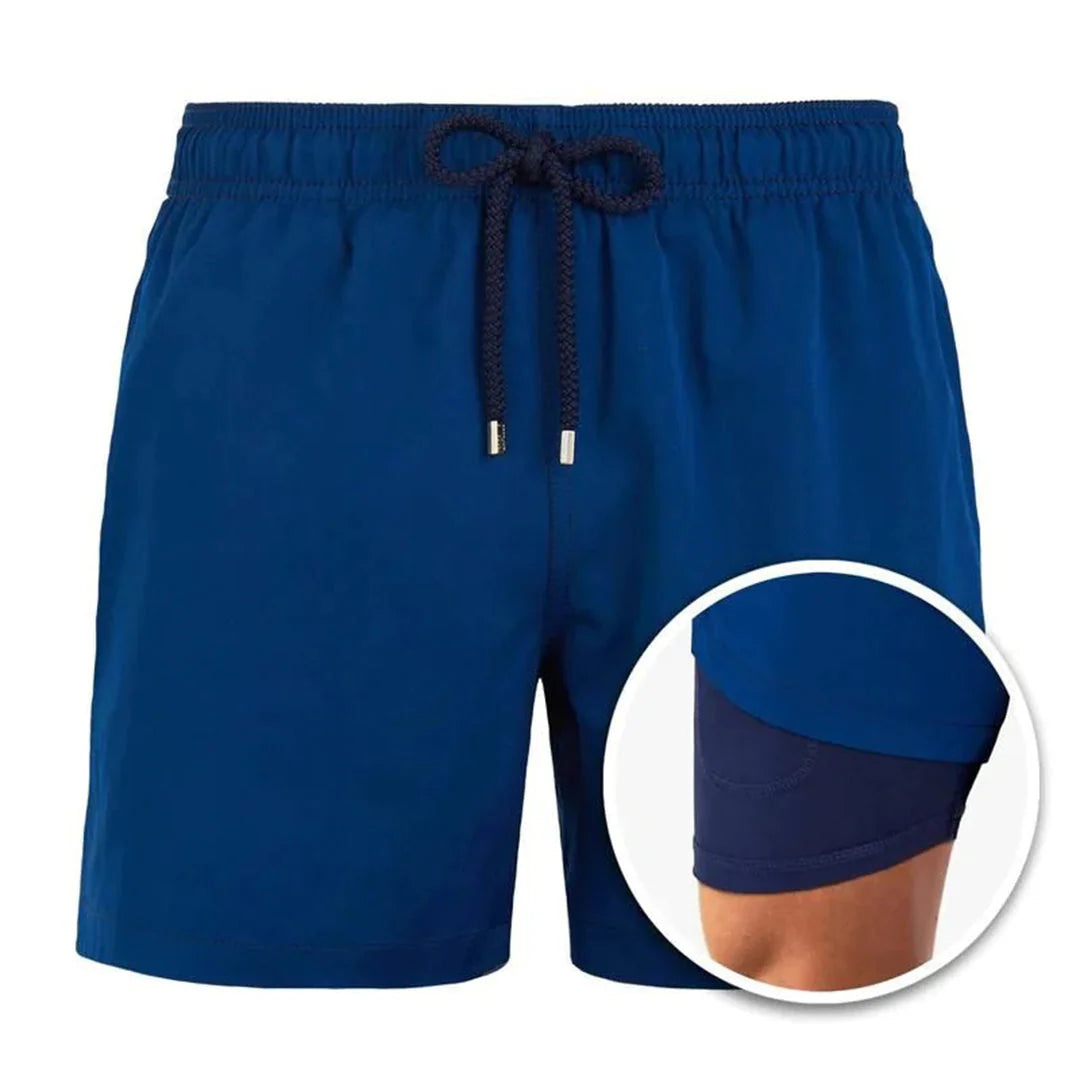 Levoire | Hommes Short de bain à 2 couches Vêtements de bain stylés pour hommes Bleu