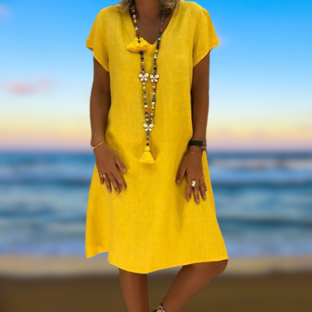 Levoire | Robe chic avec décolleté en V Jaune
