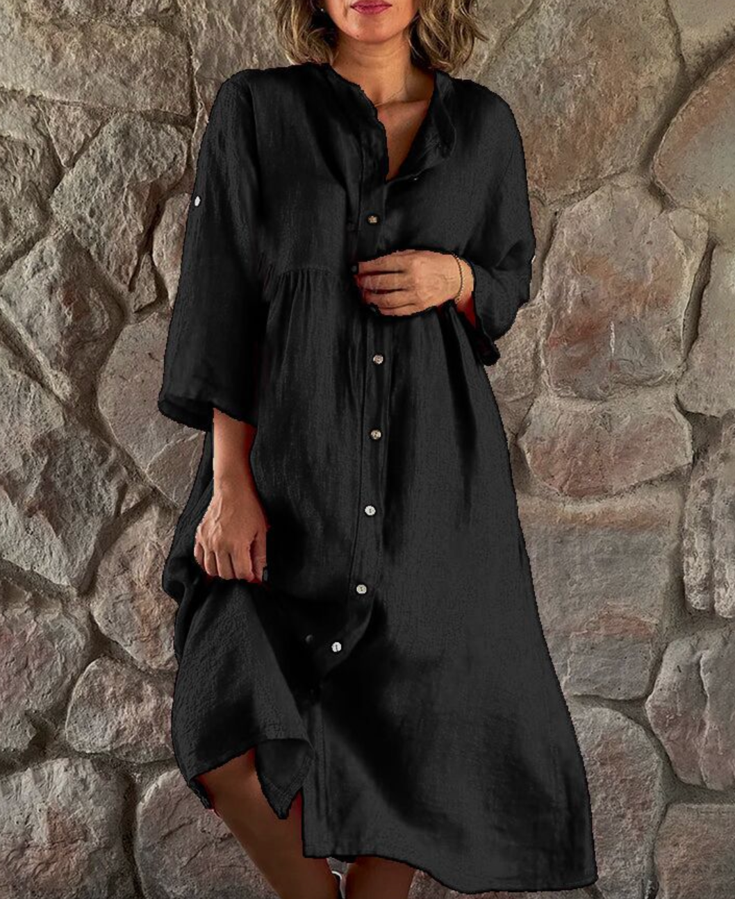Levoire | Rento longue robe à boutons Noir