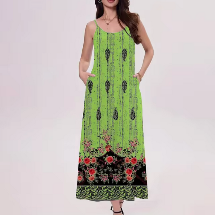 Levoire | Robe Longue Imprimée Élégante Vert
