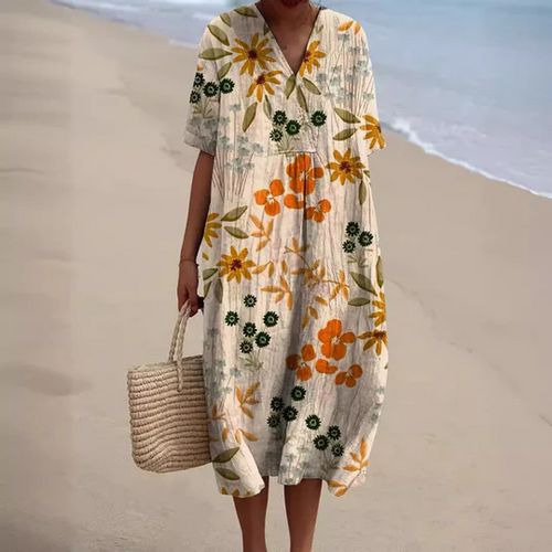 Levoire | Robe Midi Légère En Coton Impression Printemps & Été