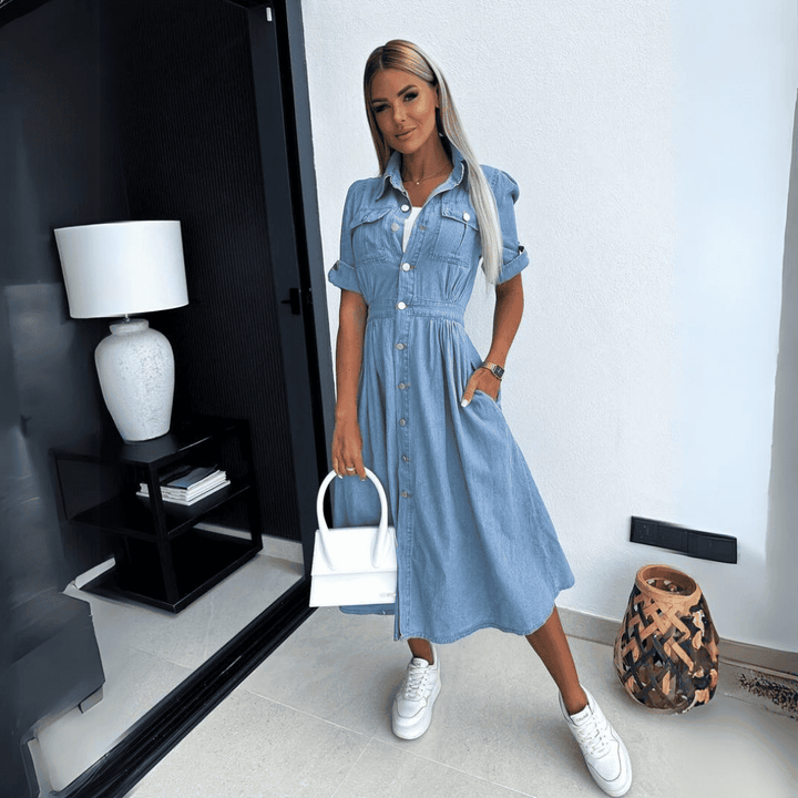 Levoire | Robe Midi En Denim Élégante