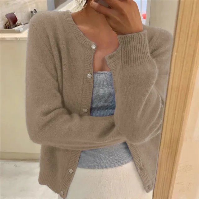 Levoire | Veste Tricotée Unicolore Pour Femmes Kaki Une taille
