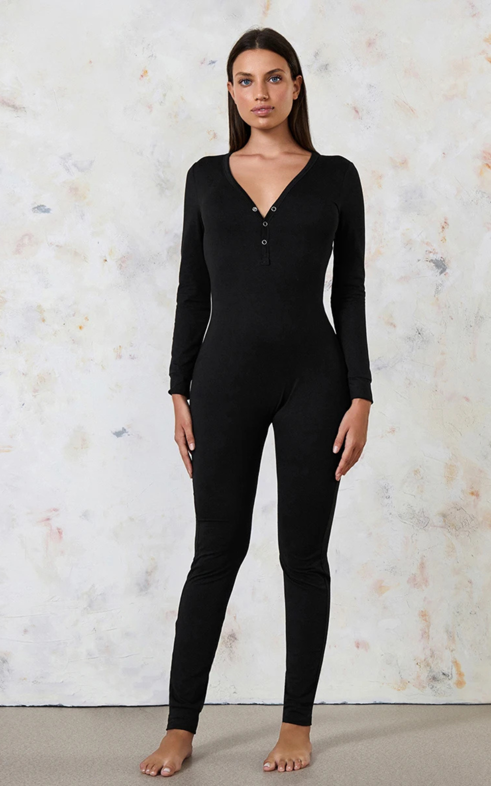 Levoire | Pyjama Femme Élégant Noir Avec Ouverture Pratique Noir