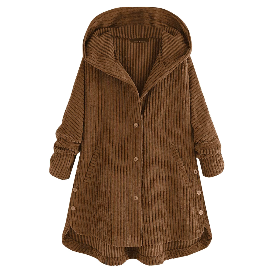 Levoire | Veste En Velours Côtelé Stylée Avec Capuche Braun