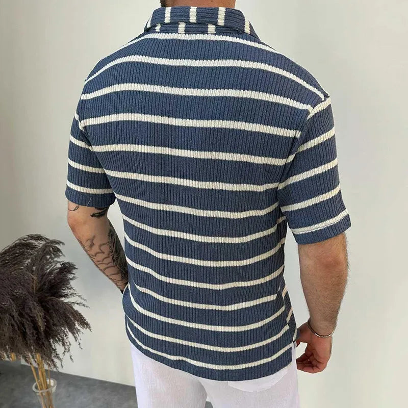 Levoire | T-Shirt Rayé Pour Hommes À Manches Courtes