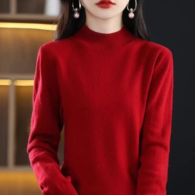Levoire | Cachemire Pull Femme Col Haut, Doux & Design Intemporel Rouge foncé