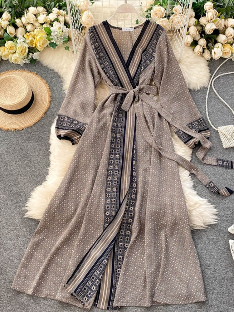 Levoire | Robe À Lacets En Chiffon Rétro Une taille Gris