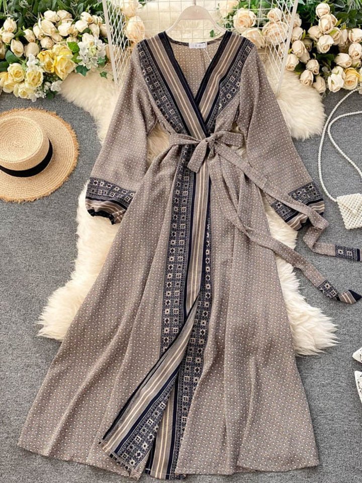 Levoire | Robe À Lacets En Chiffon Rétro Une taille Gris