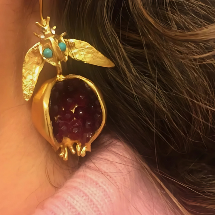 Levoire | Pomme Grenade Boucles D'Oreilles Dorées