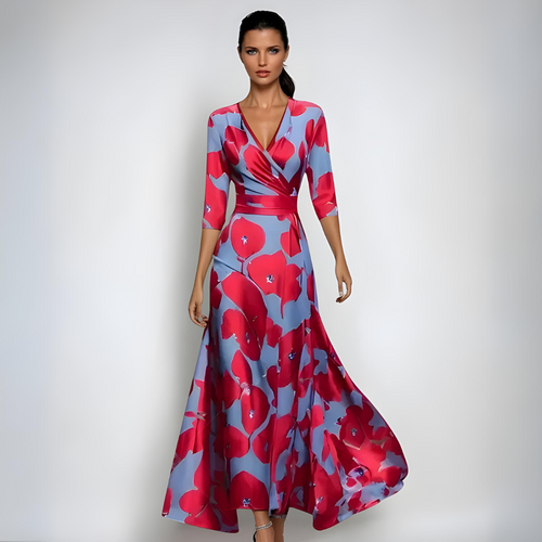 Levoire | Robe Maxi Avec Décolleté En V Et Imprimé Abstrait Éclatant Pour Femmes