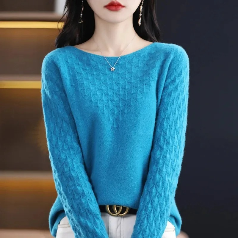 Levoire | Kashmir Pull pour Femmes Design de Tricot Élégant, Doux & Chaud Bleu
