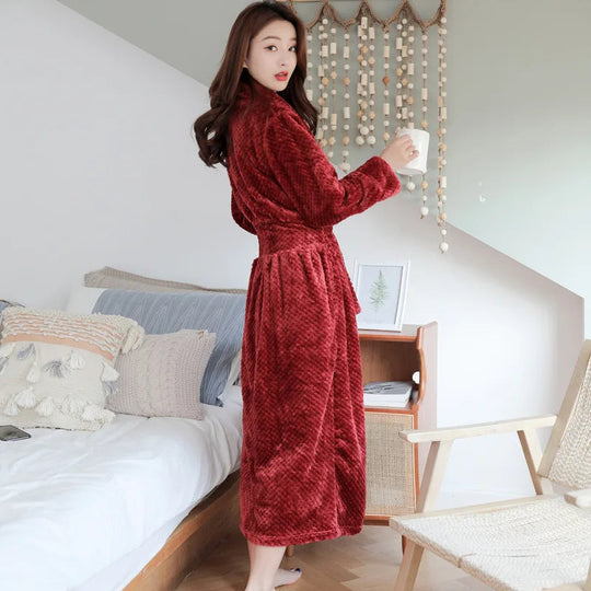 Levoire | Manches Longues Profondes Poches Manteau En Fleece Avec Ceinture Rot