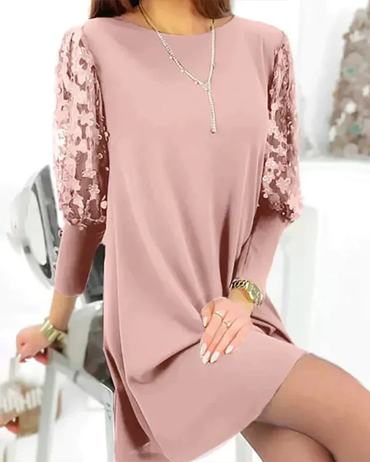 Levoire | Robe À Manches En Dentelle Avec Coupe Décontractée Rosa