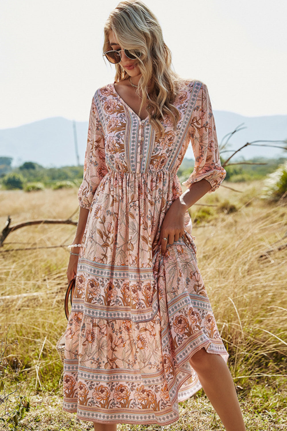 Levoire | Robe de plage boho décolleté en V taille haute