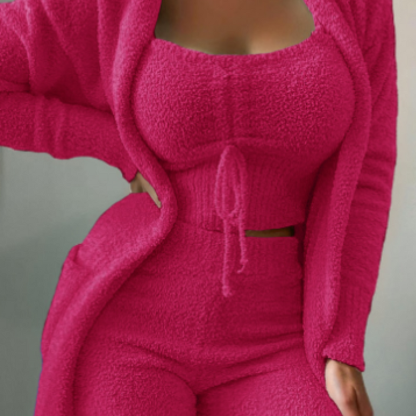 Levoire | Ensemble Fleece Confortable Avec Cardigan Et Shorts Rose clair