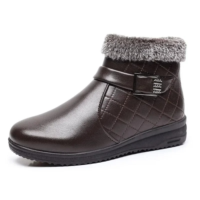 Levoire | Bottines Pour Femmes Chaudes Avec Semelle Épaisse Pour Un Maintien Et Un Confort Supplémentaires Braun-Gris