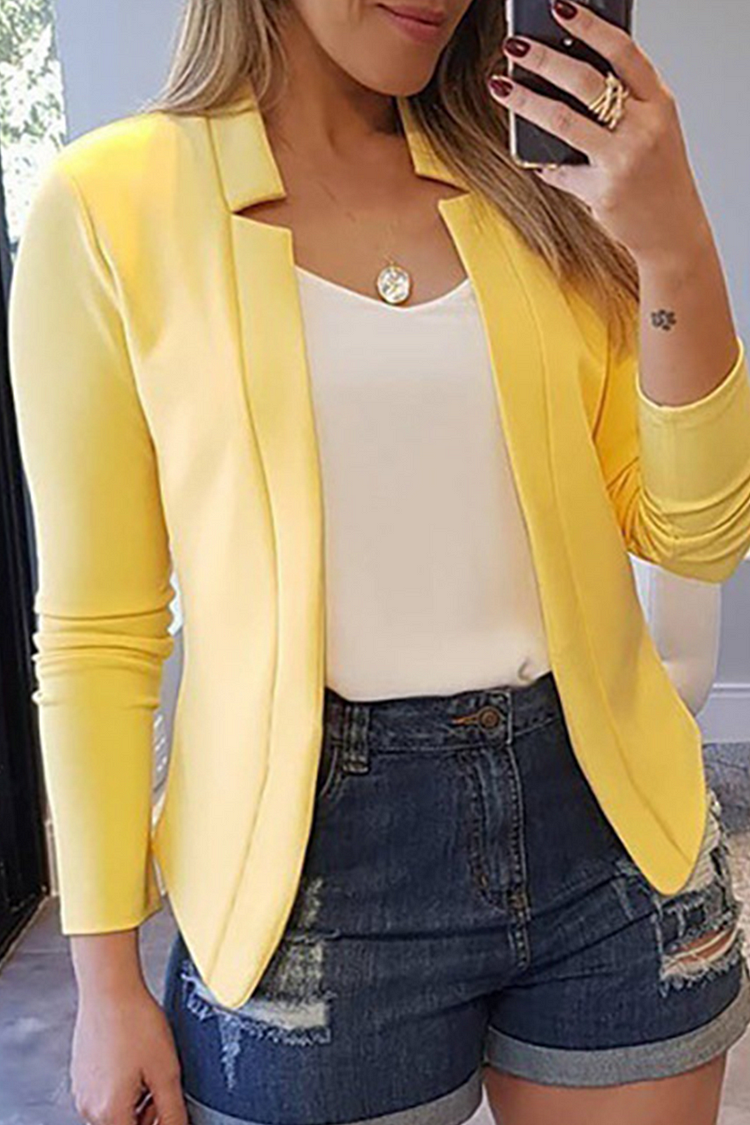 Levoire | Femmes Gilet Patchwork Avec Col En Tricot Vêtements D'Extérieur Polyvalents Jaune