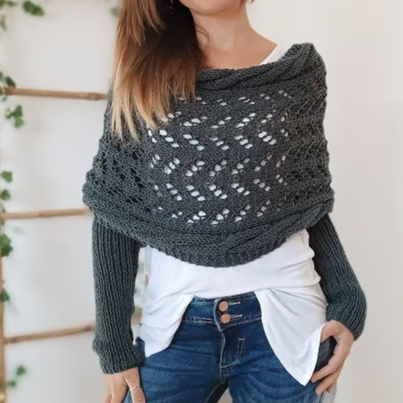 Levoire | Écharpe tricot boho pour femmes, flatteuse et confortable pour les femmes Gris foncé