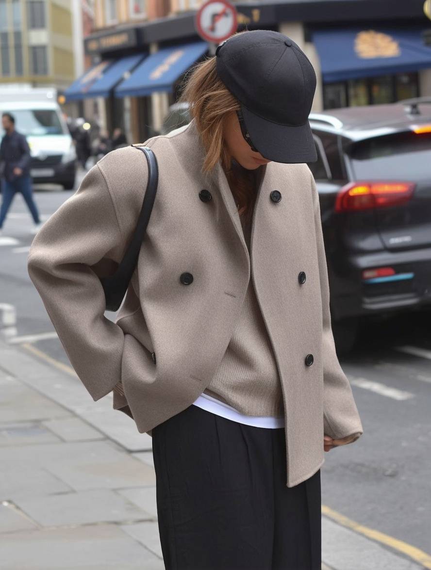 Levoire | Veste Pour Femmes Avec Fermeture À Double Bouton, Col Montant Et Décolleté En V, Idéale Pour Un Usage Quotidien Braun