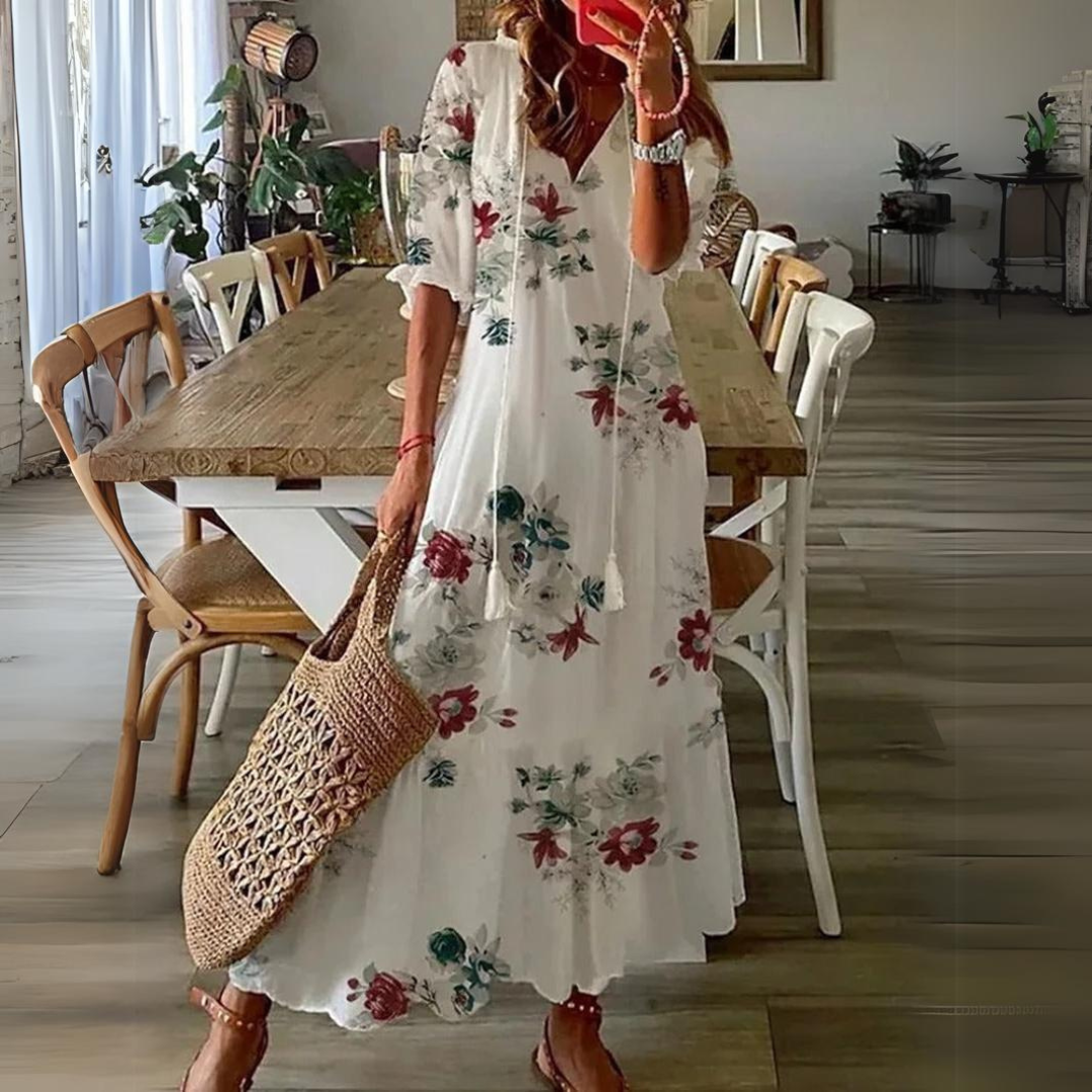 Levoire | Robe Maxi À Imprimé Floral Blanc