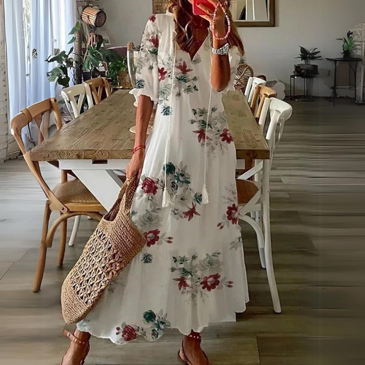 Levoire | Robe Maxi À Imprimé Floral Blanc