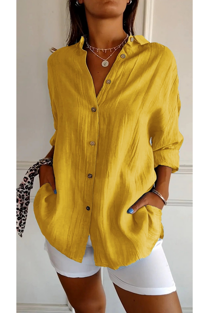 Levoire | Blouse Manches Courtes FR Femmes Long Jaune