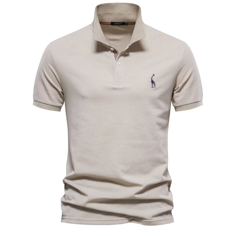 Levoire | Polo en coton luxueux avec logos de cerf Khaki