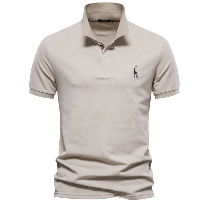 Levoire | Polo en coton luxueux avec logos de cerf Khaki
