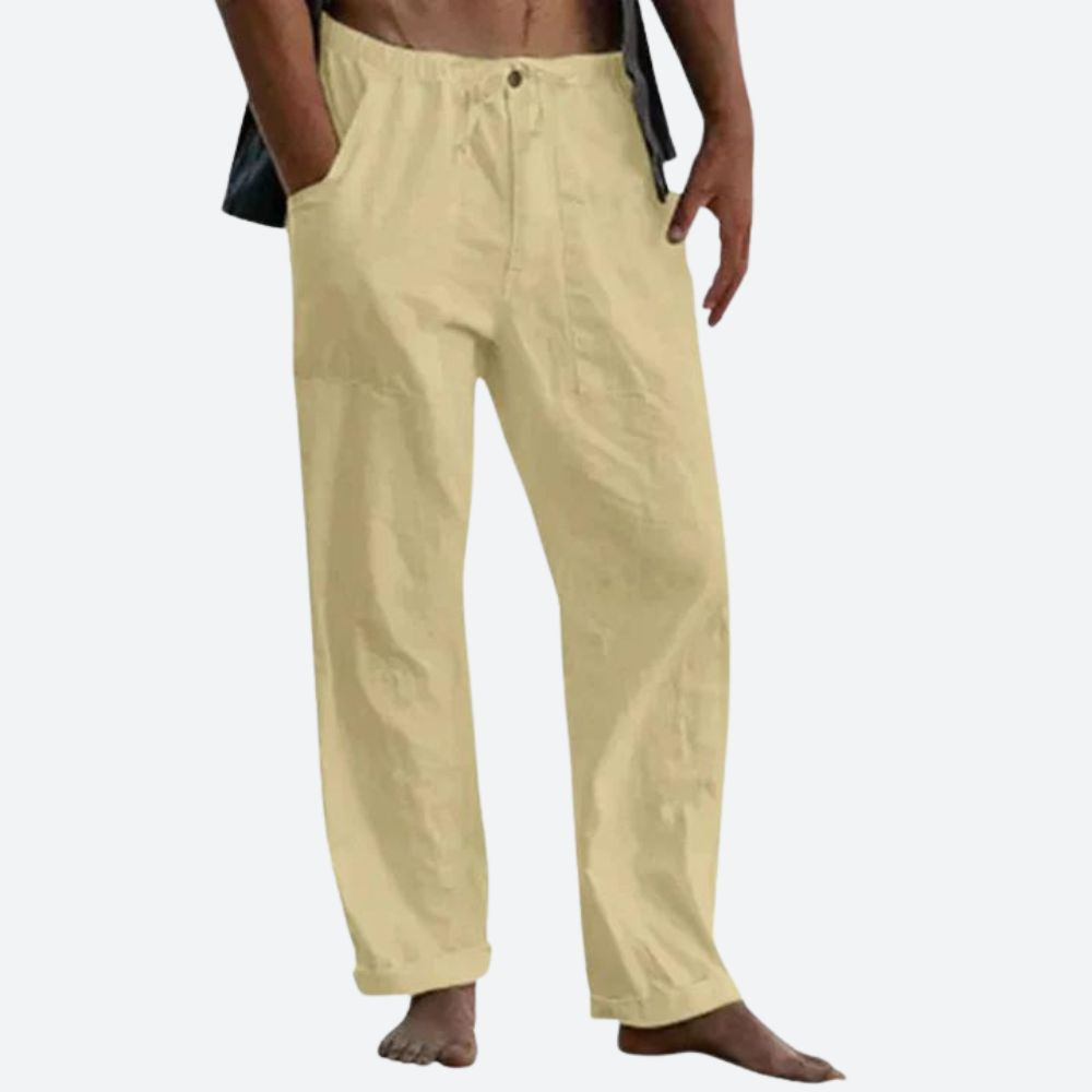 Levoire | Pantalon en lin décontracté pour hommes Pantalon d'été idéal pour hommes Jaune