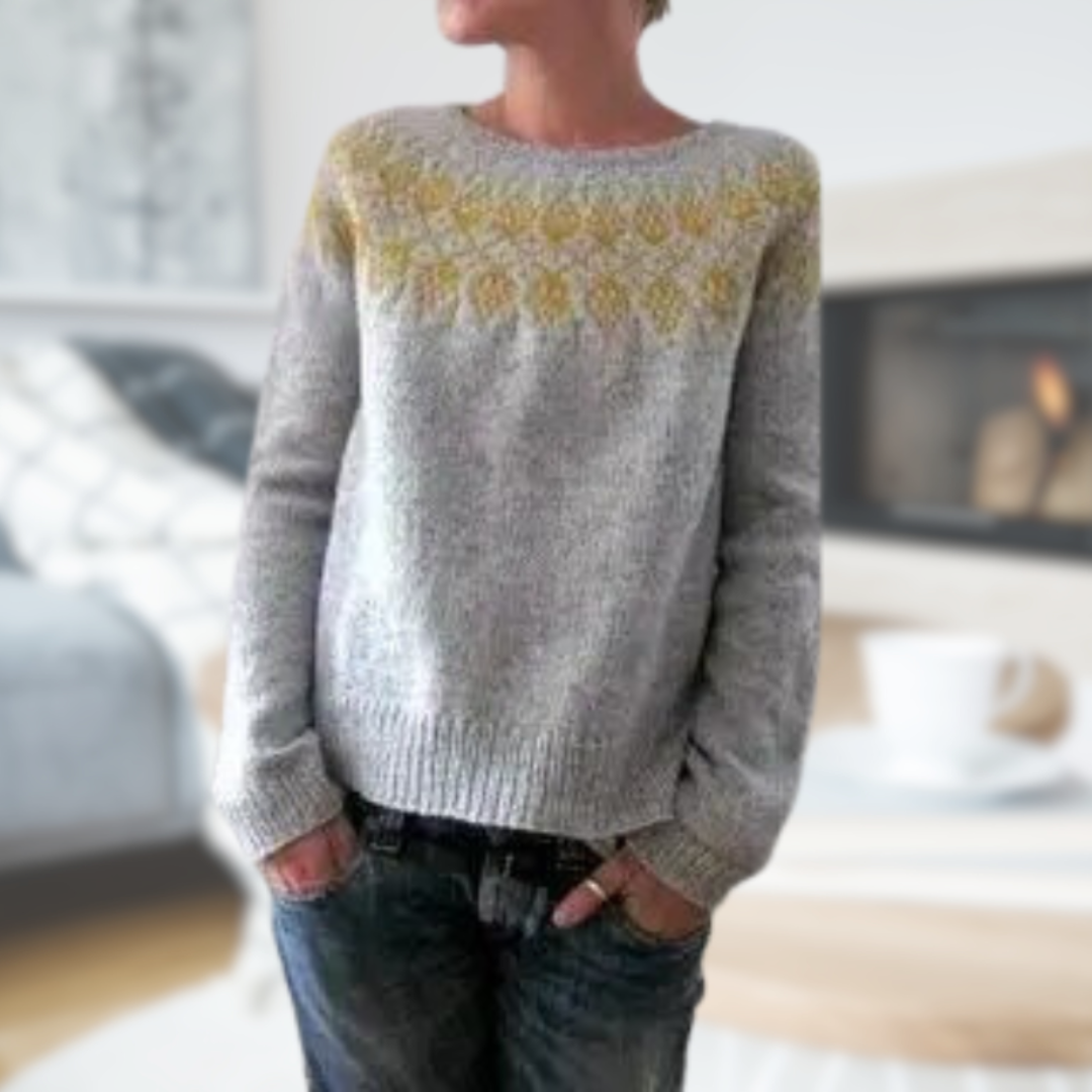 Levoire | Chauffe Pull Femmes Le Soir Gris et Jaune
