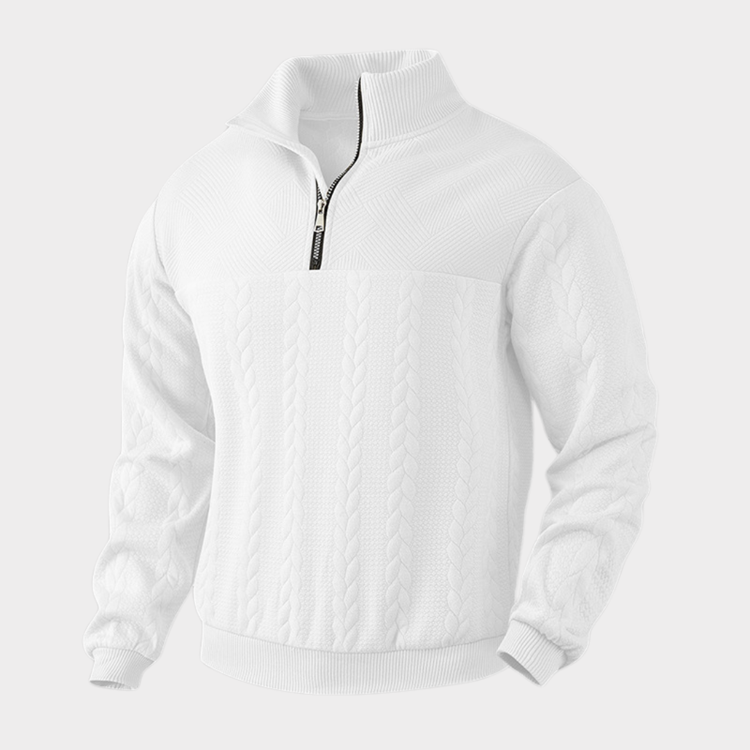 Levoire | Premium Quart De Zip Sweatshirt Blanc