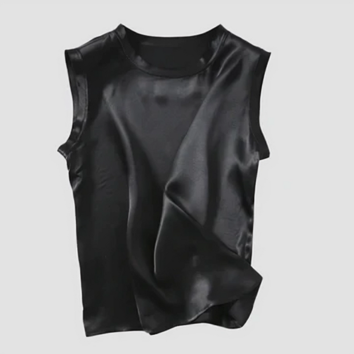 Levoire | Élégante Blouse Sans Manches En Satin Noir
