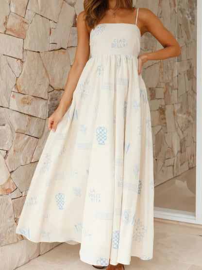 Levoire | Maxi-robe dos nu à bretelles spaghetti Bleu