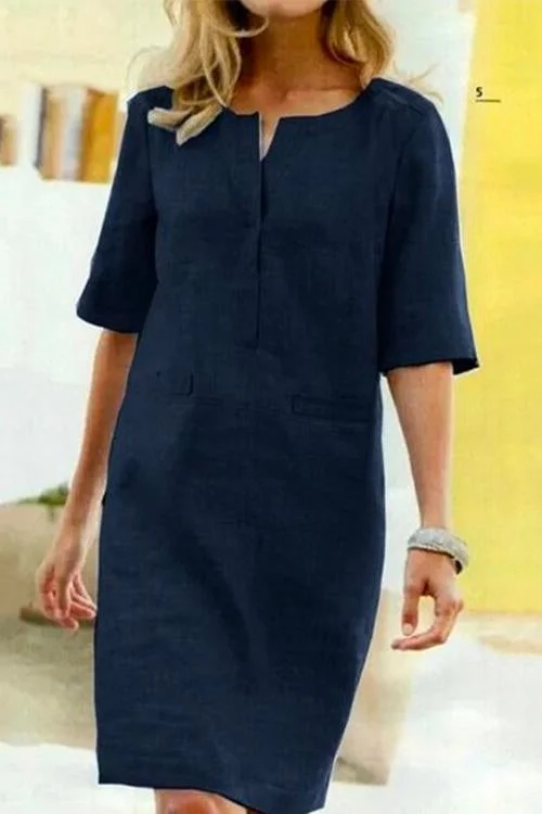 Levoire | Robe droite à manches courtes Bleu foncé