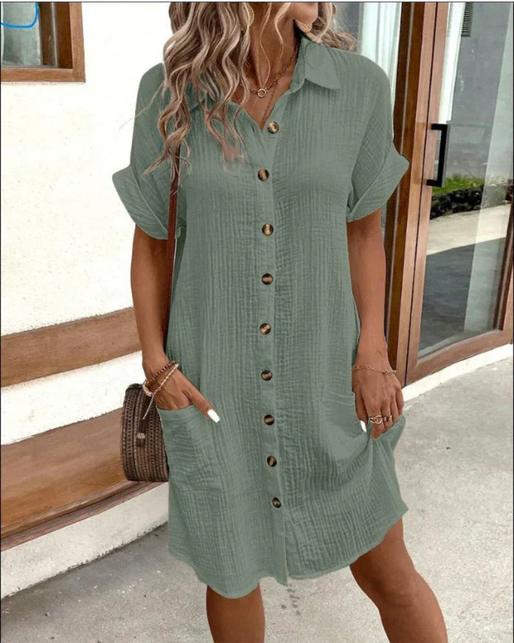 Levoire | Dames Élégante Robe Chemise Vert