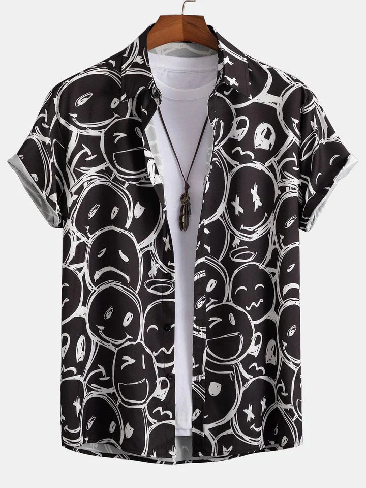 Levoire | Chemise Beige Avec Impression De Caractère Noir