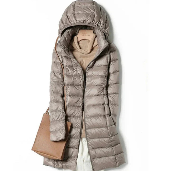 Levoire | Long manteau pour femmes avec capuche Beige