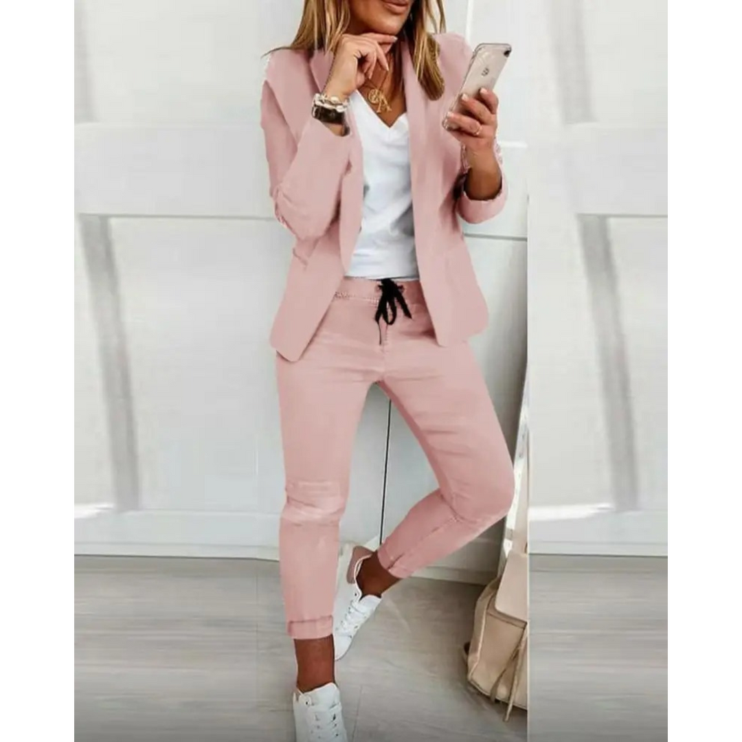Levoire | Slim Fit Blazer Et Pantalon Set Dans Une Couleur Unie rose pâle